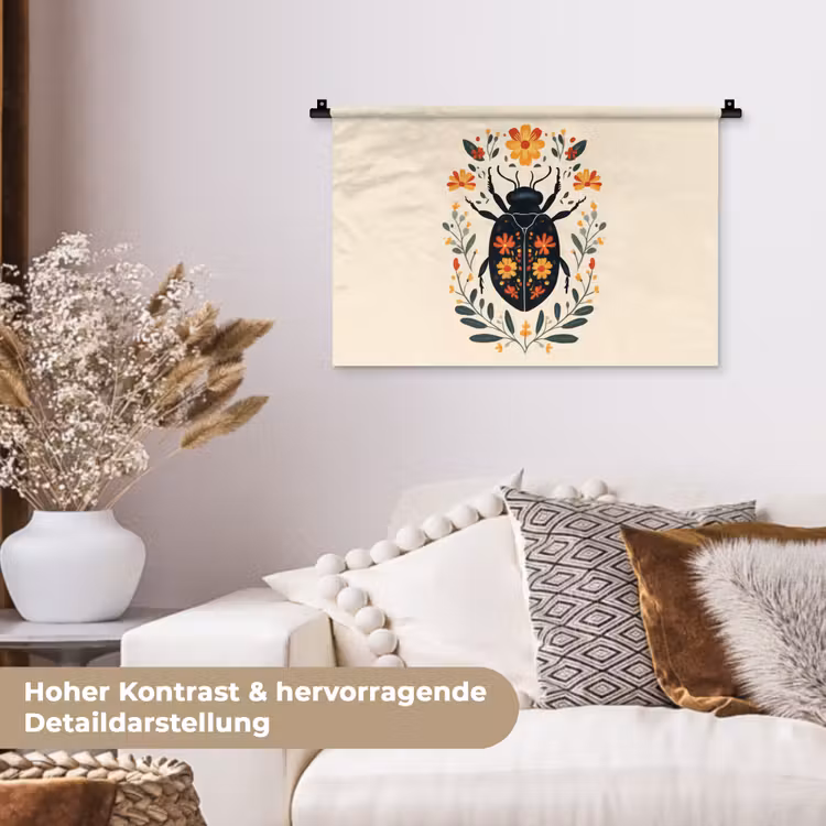 Bloemen - Oranje - Planten - Sierlijk Wandkleed katoen klein -tsfeer1_DE