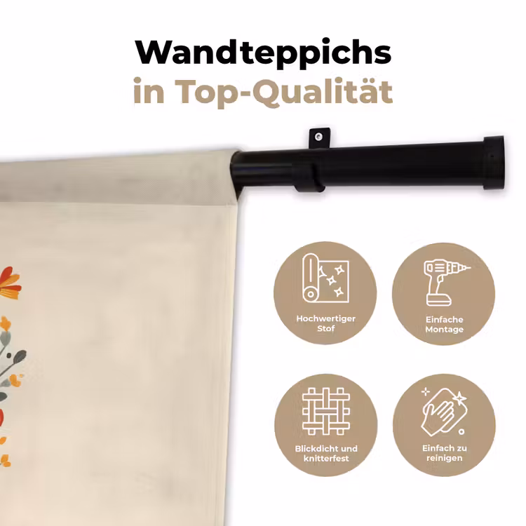Bloemen - Oranje - Planten - Sierlijk Wandkleed katoen klein -tsfeer2_DE