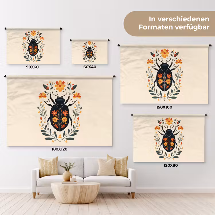 Bloemen - Oranje - Planten - Sierlijk Wandkleed katoen klein -tsfeer8_DE