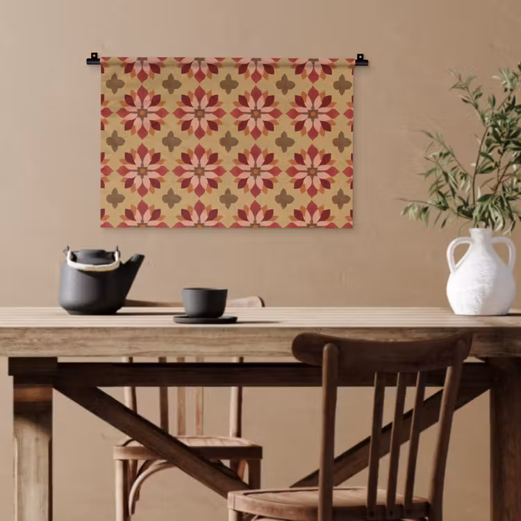 Bloemen - Retro - Groen Wandkleed katoen klein 269 -sfeer6
