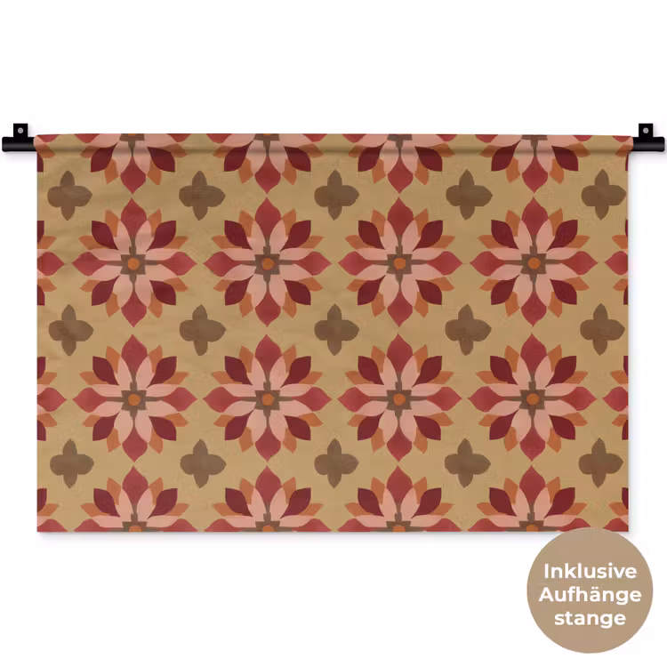 Bloemen - Retro - Groen Wandkleed katoen klein 269 -t3d_DE