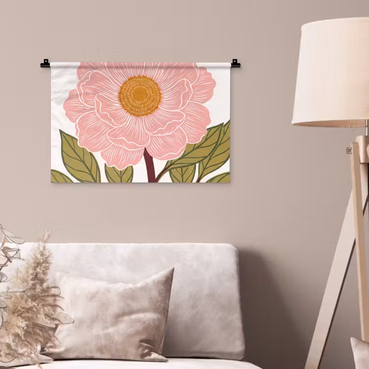 Wandteppich - Blumen – Rosa – Illustration - Bloemen - Roze - Illustratie Wandkleed katoen klein