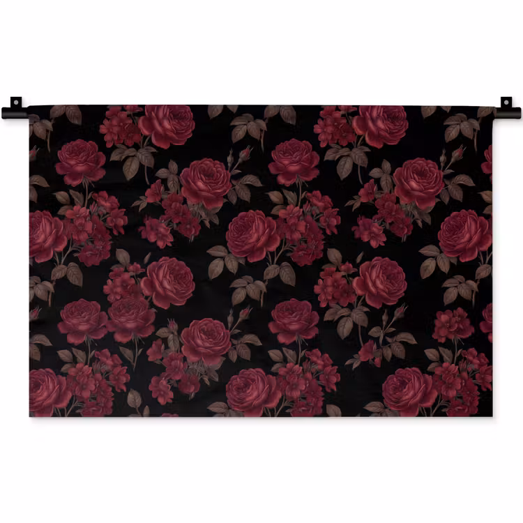 Bloemen - Roos - Patroon - Klassiek - Rood Wandkleed katoen klein -zz3d
