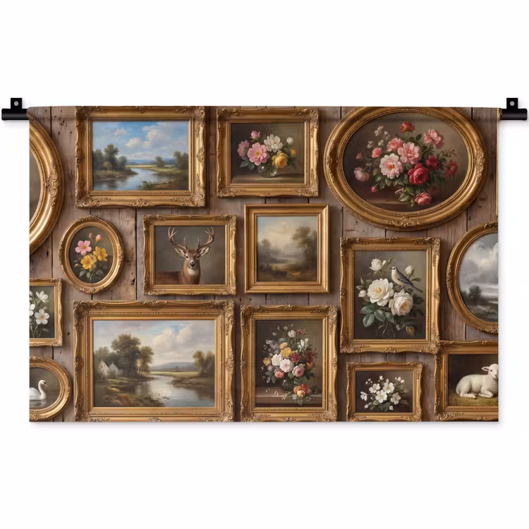 Bloemen - Rozen - Klassiek - Vaas - Kleurrijk Wandkleed katoen klein -zz3d
