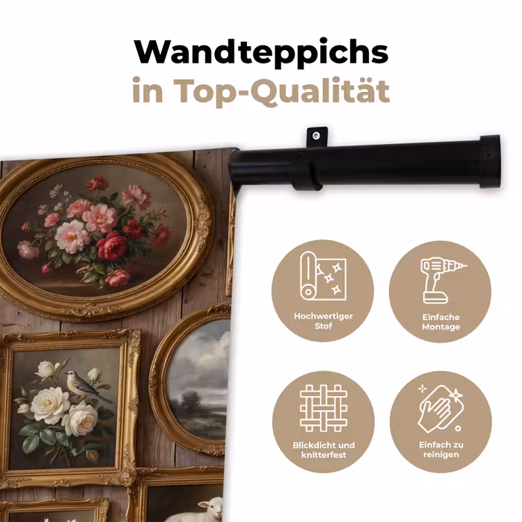 Bloemen - Rozen - Klassiek - Vaas - Kleurrijk Wandkleed katoen klein -tsfeer2_DE