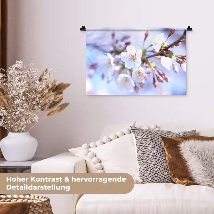Bloemen - Sakura - Tak - Bloesem takken Wandkleed katoen klein -tsfeer1_DE