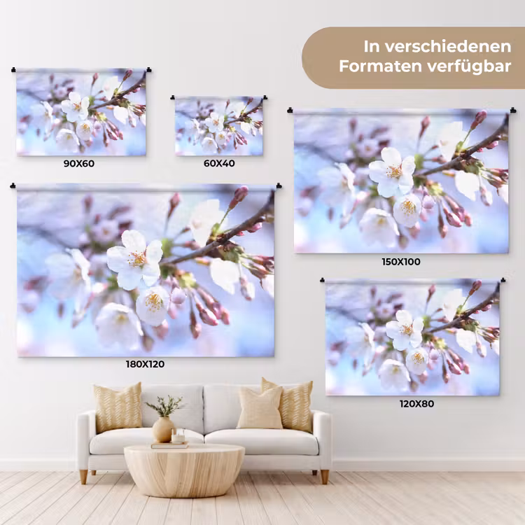Bloemen - Sakura - Tak - Bloesem takken Wandkleed katoen klein -tsfeer8_DE