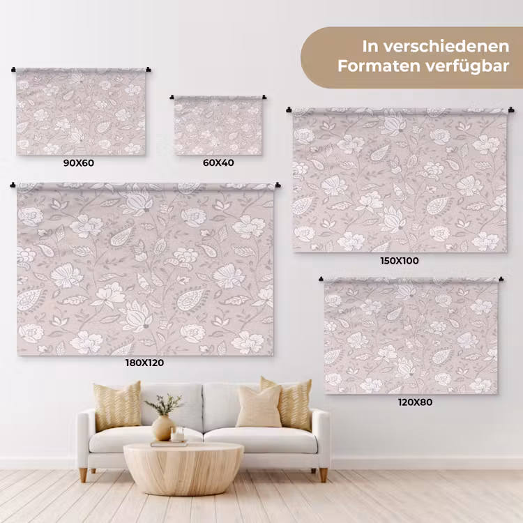 Bloemen - Getekend - Lavendel Wandkleed katoen klein 269 -tsfeer8_DE