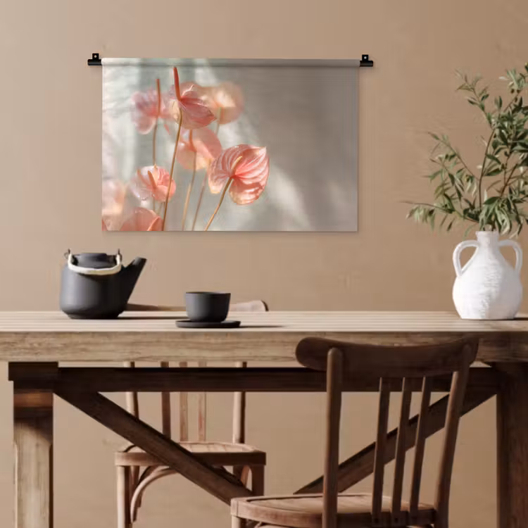 Bloemen - Stelen - Roze - Schaduw Wandkleed katoen klein -sfeer6