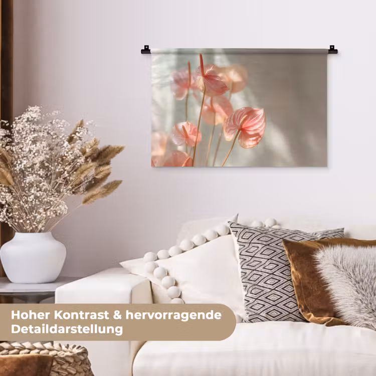 Bloemen - Stelen - Roze - Schaduw Wandkleed katoen klein -tsfeer1_DE