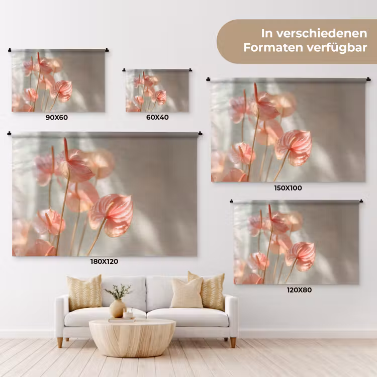 Bloemen - Stelen - Roze - Schaduw Wandkleed katoen klein -tsfeer8_DE