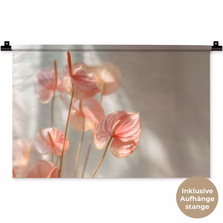 Bloemen - Stelen - Roze - Schaduw Wandkleed katoen klein -t3d_DE