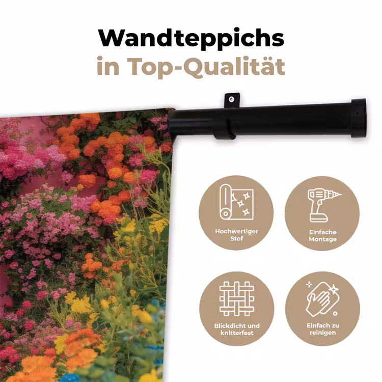 Bloemen - Deur - Roze Wandkleed katoen klein -tsfeer2_DE