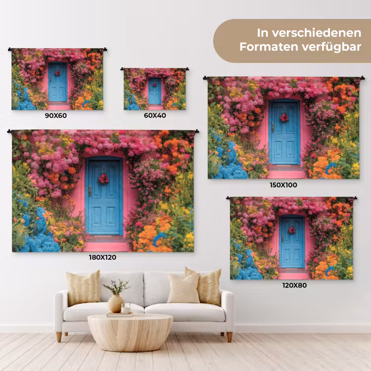 Bloemen - Deur - Roze Wandkleed katoen klein -tsfeer8_DE