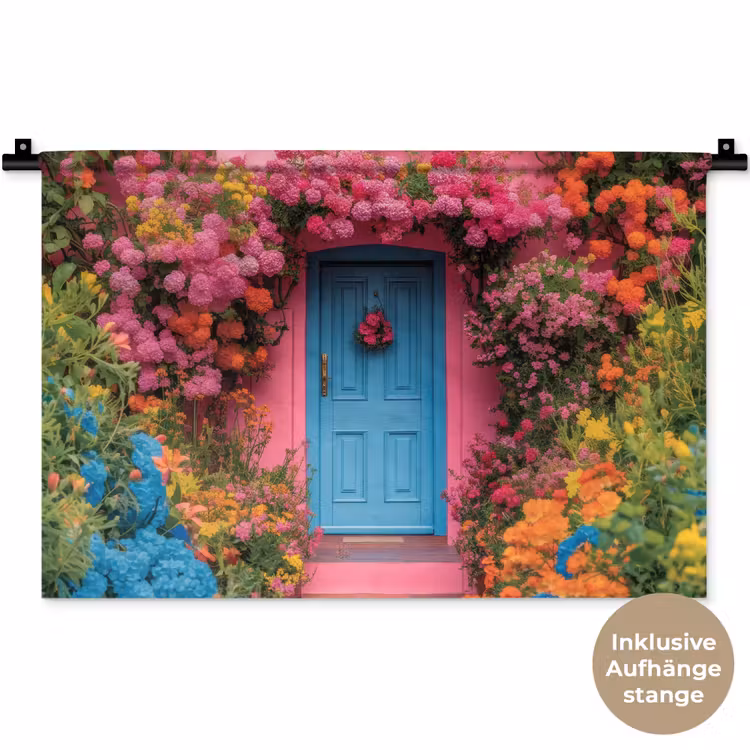 Bloemen - Deur - Roze Wandkleed katoen klein -t3d_DE