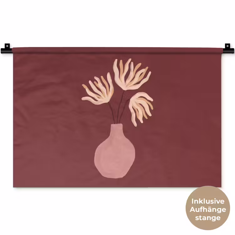 Bloemen - Vaas - Abstract - Modern - Aardetinten Wandkleed katoen klein -t3d_DE