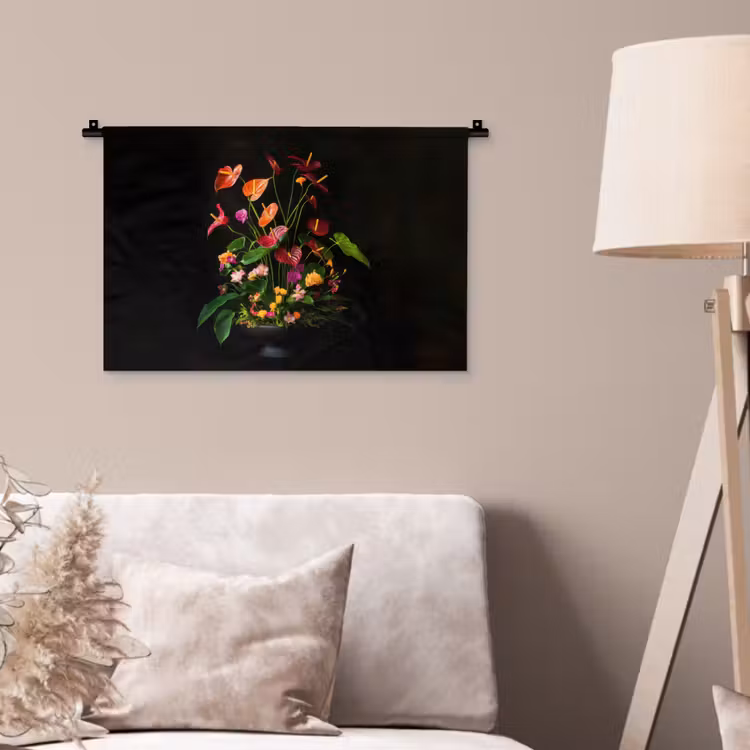 Bloemen - Vaas - Kleurrijk Wandkleed katoen klein -sfeer4
