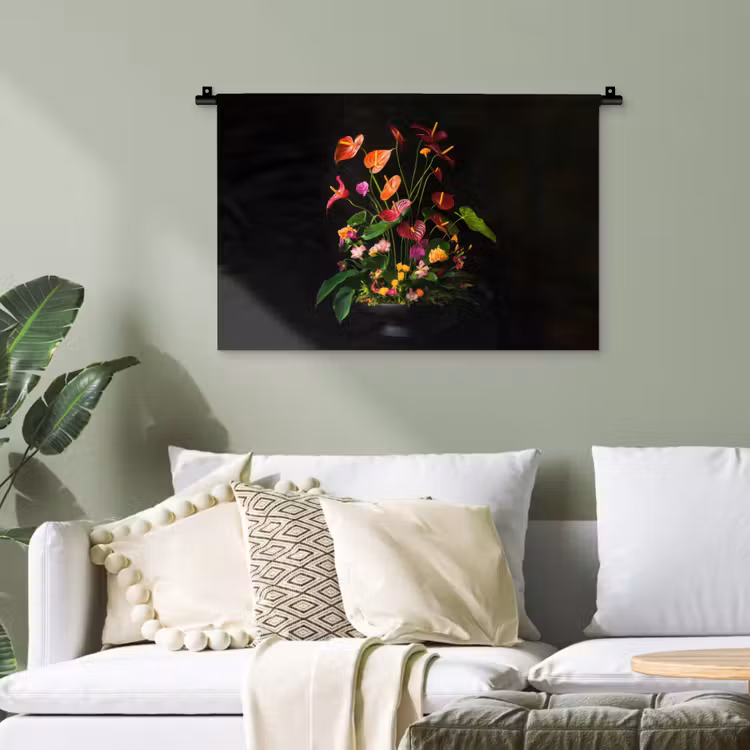 Bloemen - Vaas - Kleurrijk Wandkleed katoen klein -sfeer7