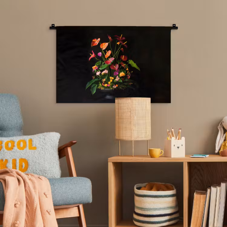 Bloemen - Vaas - Kleurrijk Wandkleed katoen klein -wsfeer4_kind
