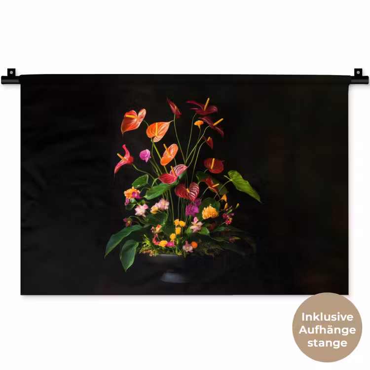 Bloemen - Vaas - Kleurrijk Wandkleed katoen klein -t3d_DE