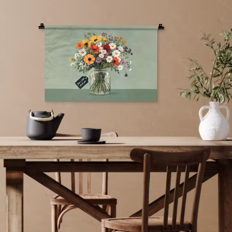 Bloemen - Vaas - Kaartje Wandkleed katoen klein -sfeer6