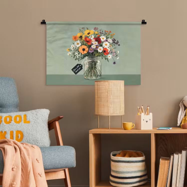 Bloemen - Vaas - Kaartje Wandkleed katoen klein -wsfeer4_kind