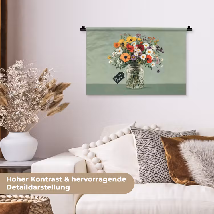 Bloemen - Vaas - Kaartje Wandkleed katoen klein -tsfeer1_DE