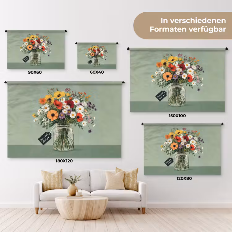 Bloemen - Vaas - Kaartje Wandkleed katoen klein -tsfeer8_DE