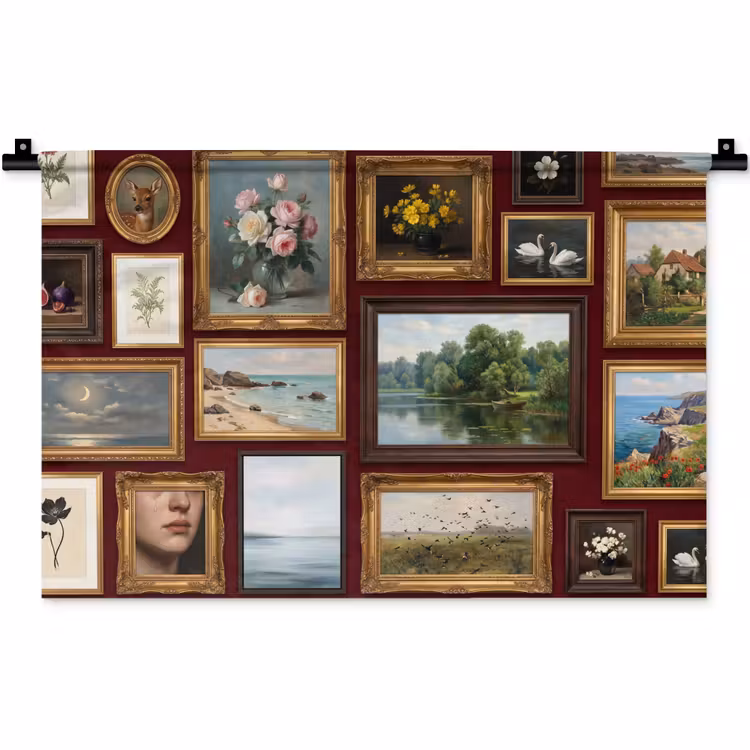 Bloemen - Vaas - Klassiek - Kunst - Rood Wandkleed katoen klein -zz3d
