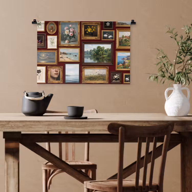 Bloemen - Vaas - Klassiek - Kunst - Rood Wandkleed katoen klein -sfeer6
