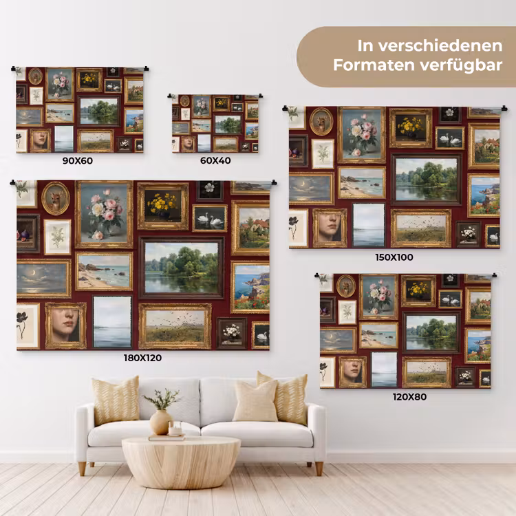Bloemen - Vaas - Klassiek - Kunst - Rood Wandkleed katoen klein -tsfeer8_DE