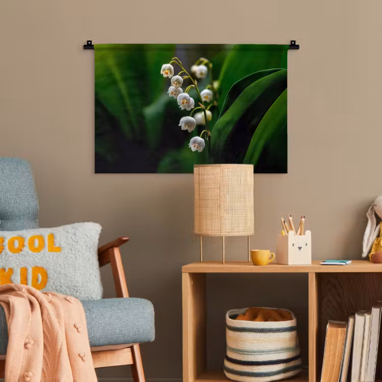 Bloemen - Wit - Bladeren - Lelietjes Wandkleed katoen klein -wsfeer4_kind
