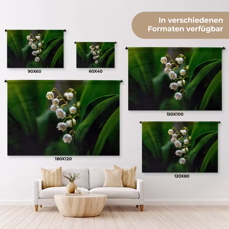 Bloemen - Wit - Bladeren - Lelietjes Wandkleed katoen klein -tsfeer8_DE