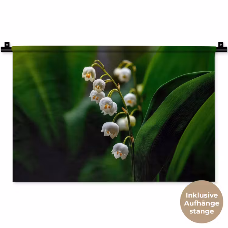 Bloemen - Wit - Bladeren - Lelietjes Wandkleed katoen klein -t3d_DE