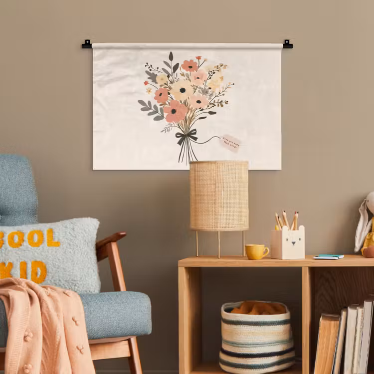 Bloemen - Quote - Beige - Lint Wandkleed katoen klein -wsfeer4_kind
