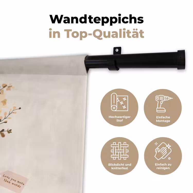 Bloemen - Quote - Beige - Lint Wandkleed katoen klein -tsfeer2_DE