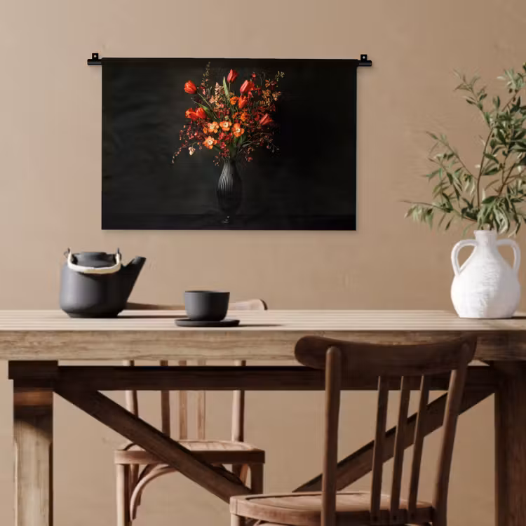 Bloemen - Takken - Boeket Wandkleed katoen klein -sfeer6