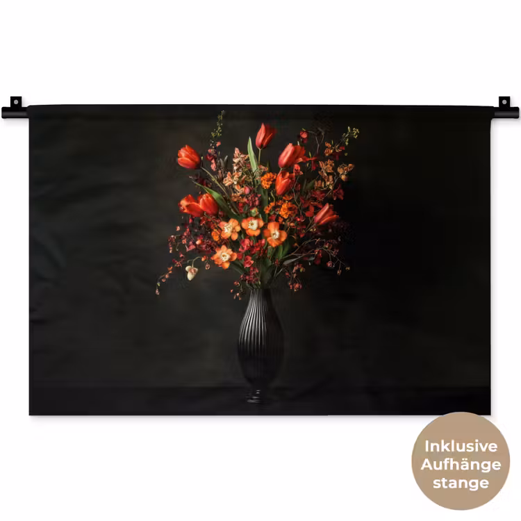 Bloemen - Takken - Boeket Wandkleed katoen klein -t3d_DE