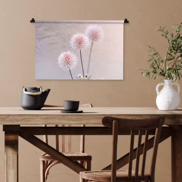 Bloemen - Bollen - Roze Wandkleed katoen klein -sfeer6
