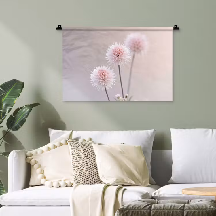 Bloemen - Bollen - Roze Wandkleed katoen klein -sfeer7