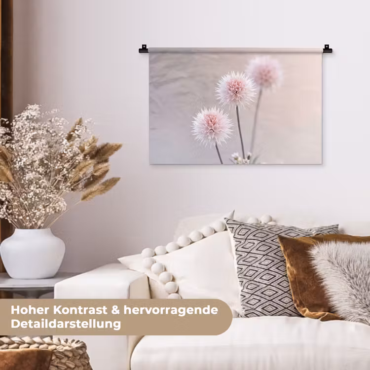 Bloemen - Bollen - Roze Wandkleed katoen klein -tsfeer1_DE