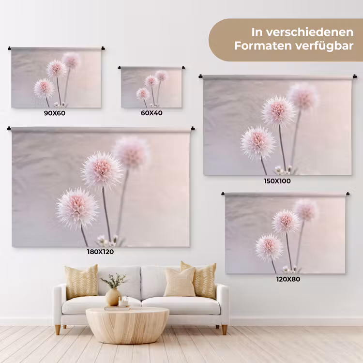 Bloemen - Bollen - Roze Wandkleed katoen klein -tsfeer8_DE