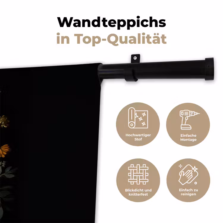Bloemstuk - Vaas - Zwart Wandkleed katoen klein -tsfeer2_DE