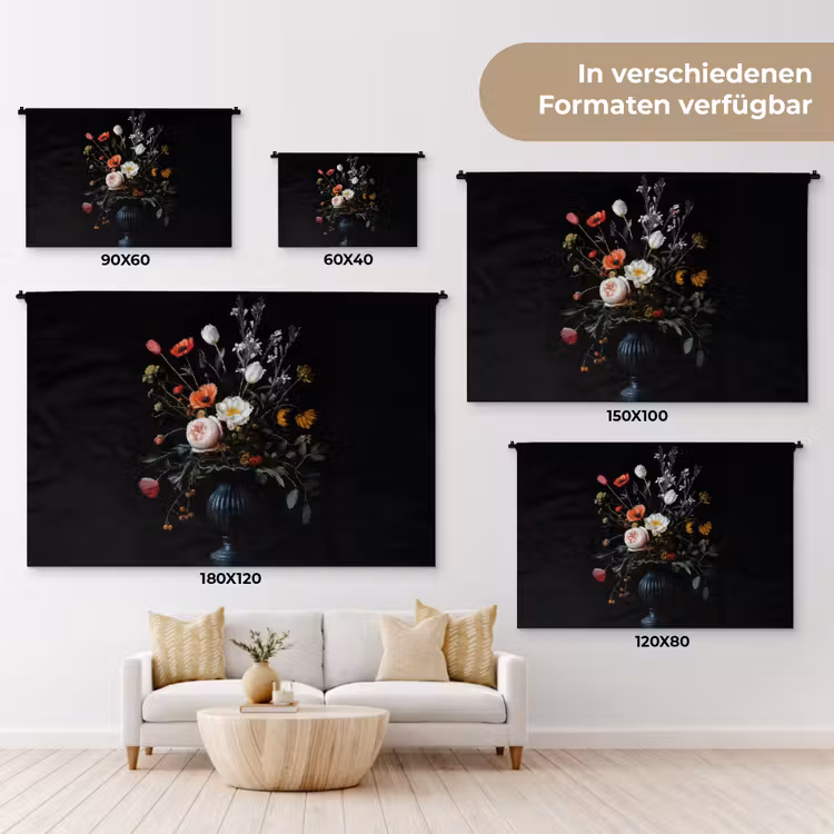 Bloemstuk - Vaas - Zwart Wandkleed katoen klein -tsfeer8_DE