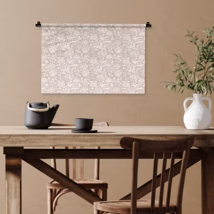 Bloemenprint - Grijs - Crème Wandkleed katoen klein 269 -sfeer6