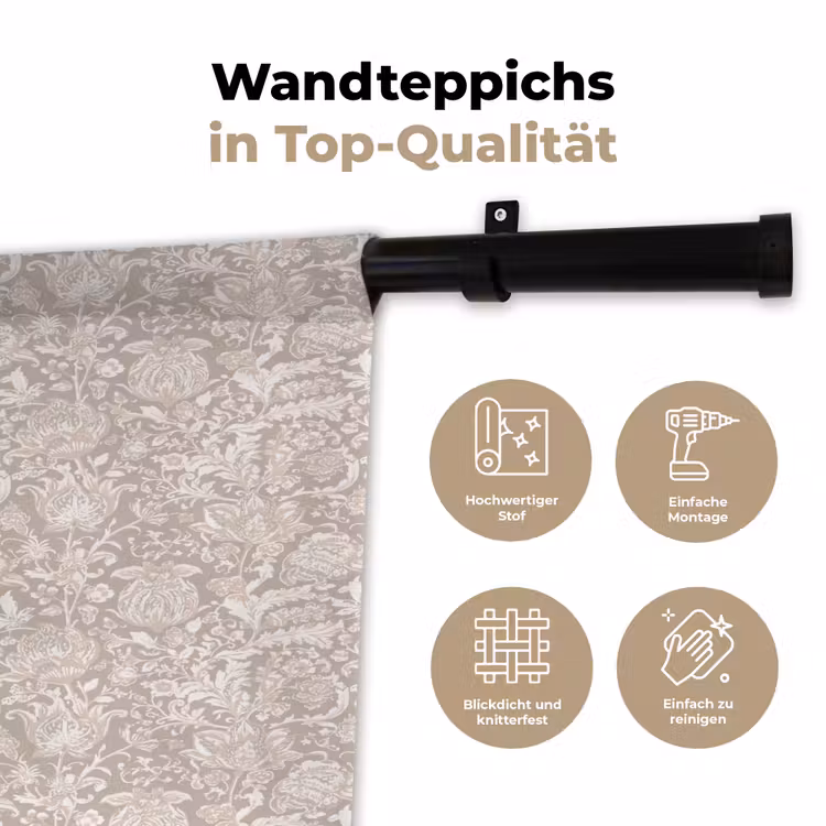 Bloemenprint - Grijs - Crème Wandkleed katoen klein 269 -tsfeer2_DE