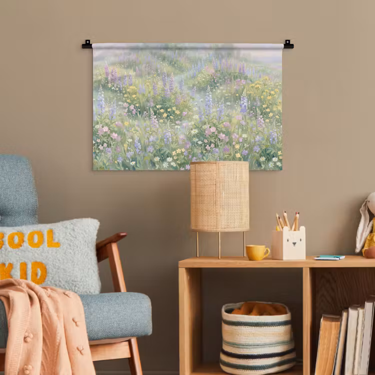 Bloemenveld - Heuvels - Kleurrijk Wandkleed katoen klein -wsfeer4_kind