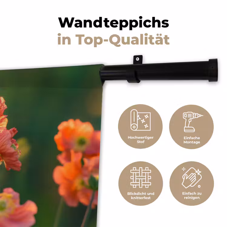 Bloemenveld - Zonnestralen - Oranje Wandkleed katoen klein -tsfeer2_DE