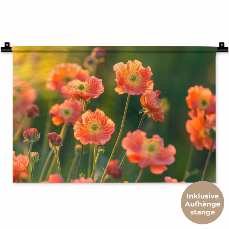 Bloemenveld - Zonnestralen - Oranje Wandkleed katoen klein -t3d_DE