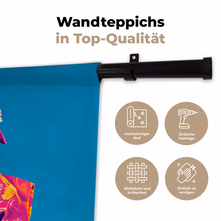 Bloemenkrans - Hagedis - Kimono - Paars Wandkleed katoen klein -tsfeer2_DE